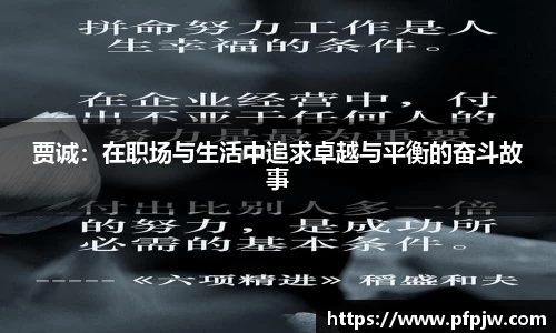 贾诚：在职场与生活中追求卓越与平衡的奋斗故事